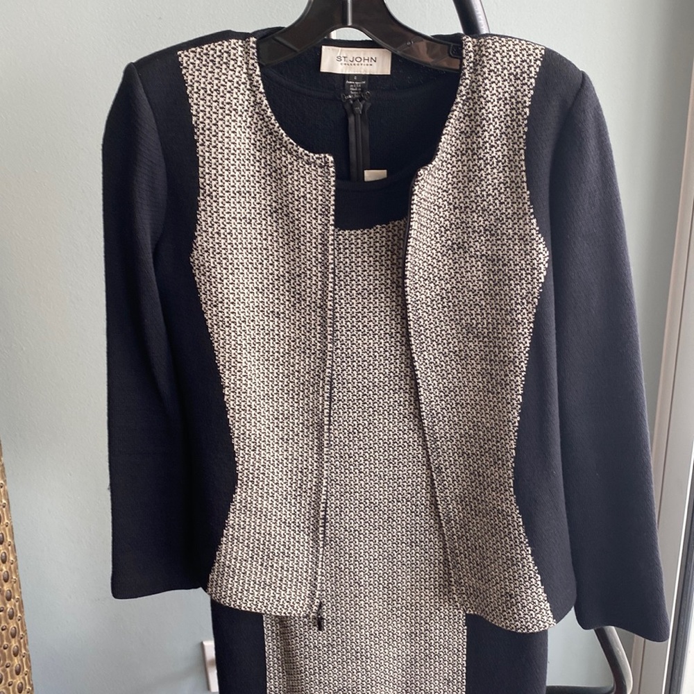 St. John suit - black & white dress & jacket set
